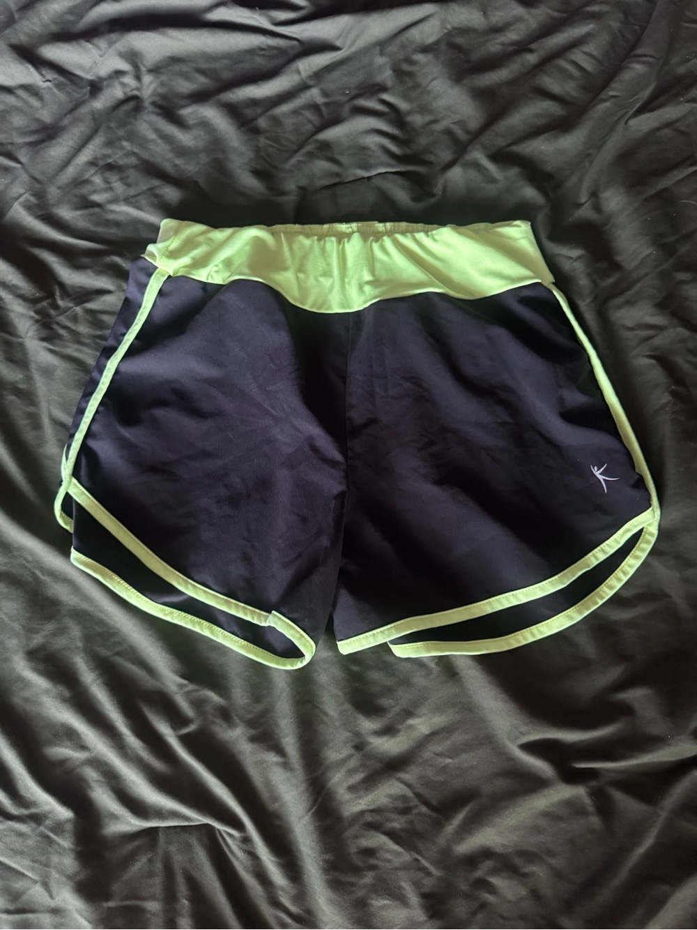 Danskin Black Athletic Shorts with Neon Green Trim